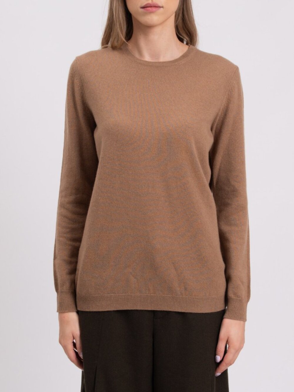 NWT MALO 100% Cashmere Crewneck Sweater IT44 US8 M Taupe Tan Made in Italy